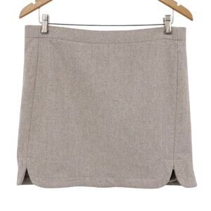 J. Crew Women's Shirttail Mini Skirt Sz 10 Beige Wool Blend Straight Lined B0358